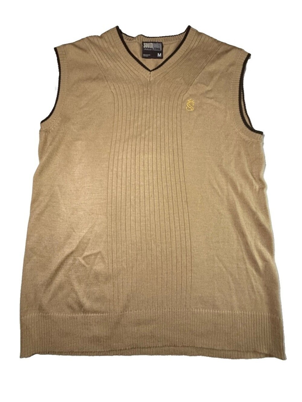 Southpole Sweater Vest Mens Large Tan Cable Knit Sleeveless Casual Pullover